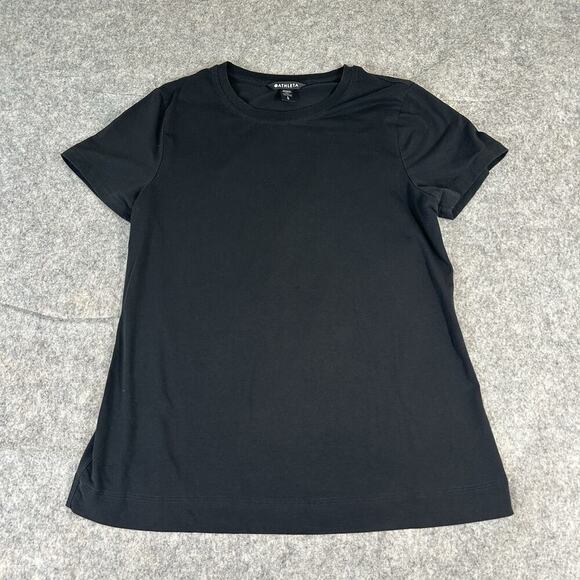 Athleta T-Shirt Women’s Large Black Crew Neck Cotton Tee Flaw - Picture 1 of 6